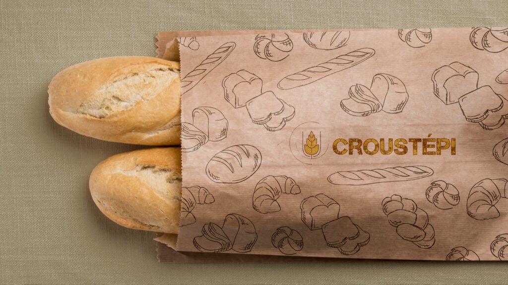 travail sur le logo et le packaging ( mockup) d'une boulangerie